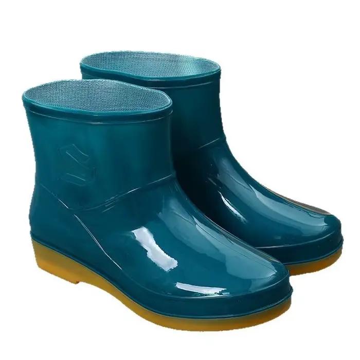 Bottes de pluie imperméables antidérapantes à coupe basse pour femmes, avec semelle élastique, protection du travail, couvre-bottes en caoutchouc, universelles quatre saisons
