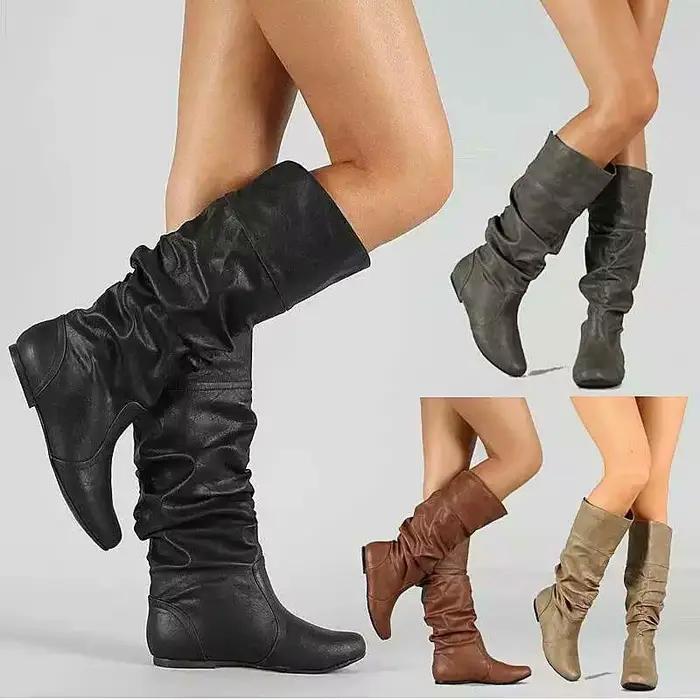 Bottes pour femmes créateur de mode plissé
