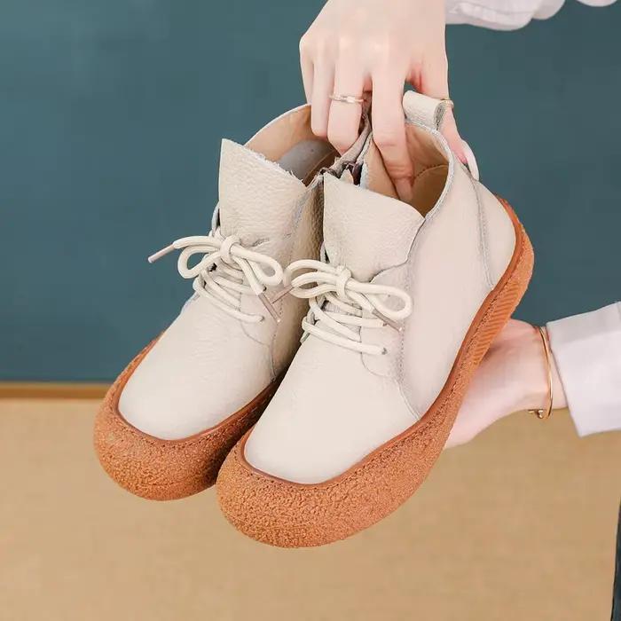 Bottes en cuir véritable pour femmes