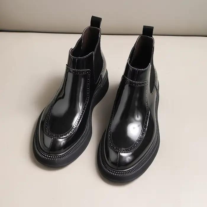 Automne et hiver nouvelles bottes Chelsea britanniques en cuir véritable affaires chaussures montantes