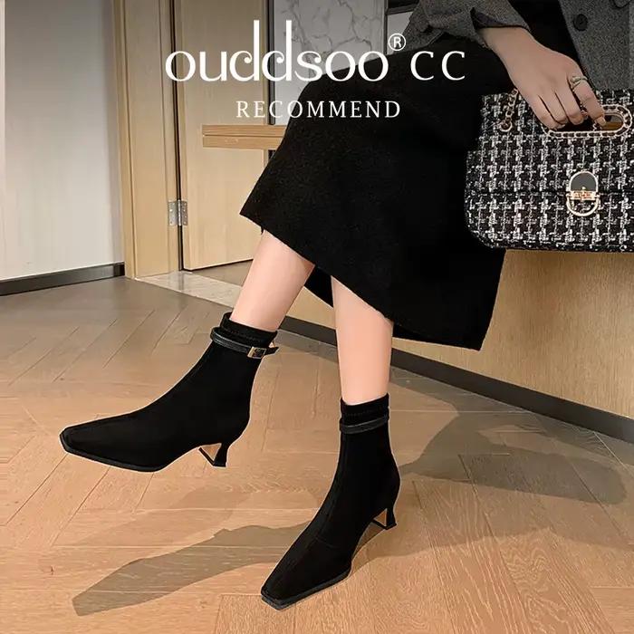 Ods Rinse-Bottes courtes en cuir véritable pour femmes