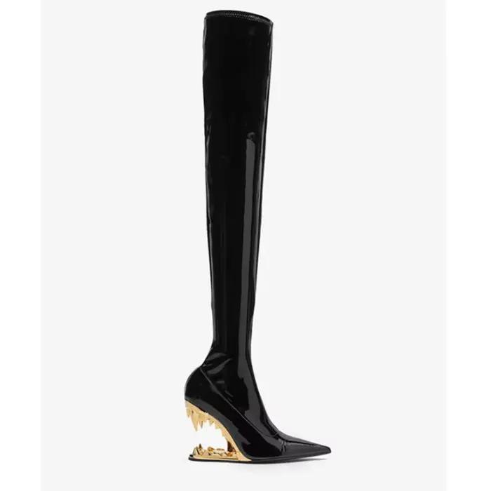 Bottes pointues à talons hauts en super fibre pour femmes