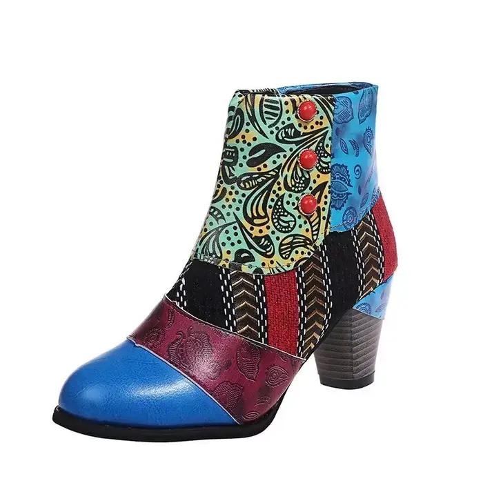 Bottes en cuir pour femmes grandes tailles mode rétro bout pointu talons aiguilles hiver tout-match occassions spéciales