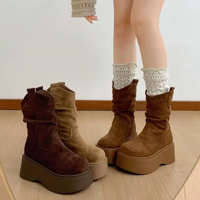 Bottines à plateforme épaisse pour femme