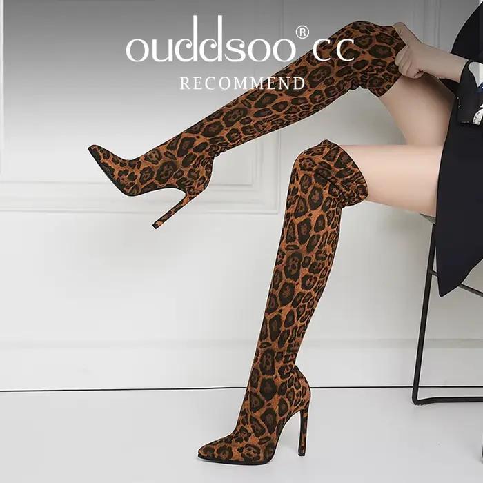 Ods-Bottes au dessus du genou à imprimé léopard pour femmes