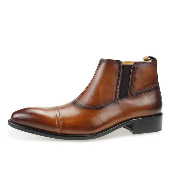 Bottes de Luxe ASIMAYA en Cuir Véritable Bottes Chelsea pour Homme Occasions Spéciales Cheville Élégantes
