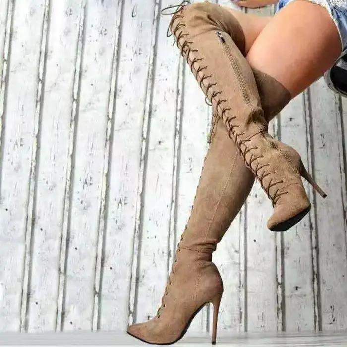 Bottes pour femmes bout pointu sur le genou