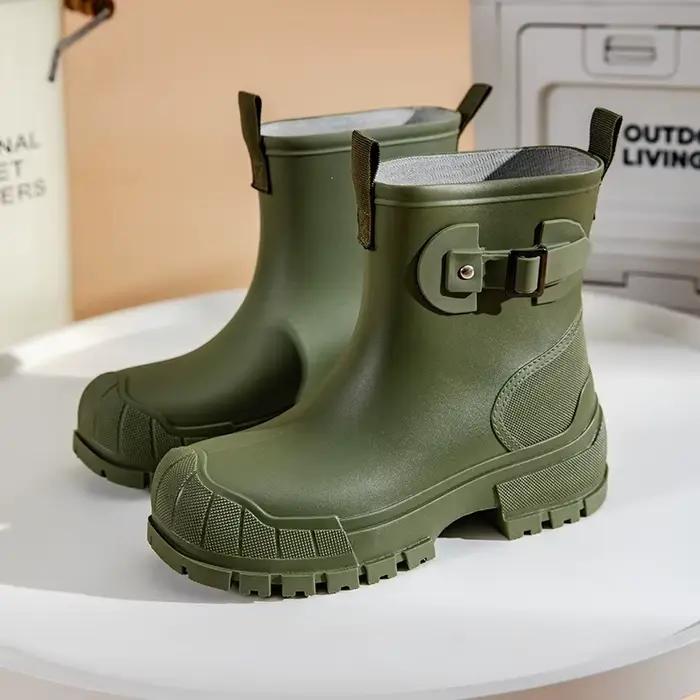Bottes de pluie pour femmes, bottes courtes en caoutchouc tendance, chaussures de travail imperméables pour le jardin, galoches en caoutchouc tendance, bottes de pluie pour femmes.