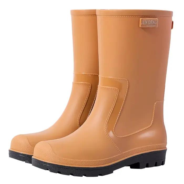 Bottes de pluie mi-mollet tendance pour femme, imperméables, antidérapantes, pour activités extérieures, cueillette de fruits de mer, lavage de voiture, légères et confortables en PVC