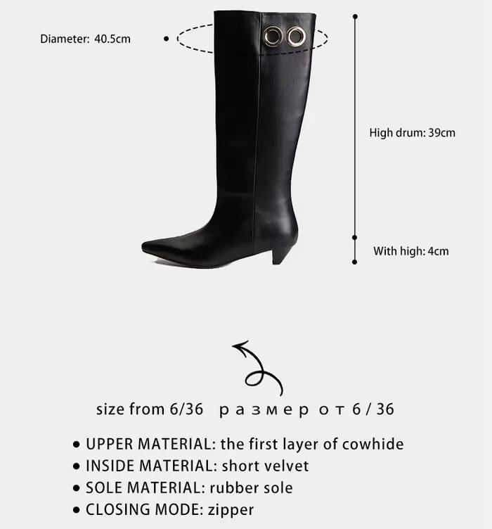 Ods Decor bout pointu genou bottes hautes étrange talon bas sans lacet mode femmes longues