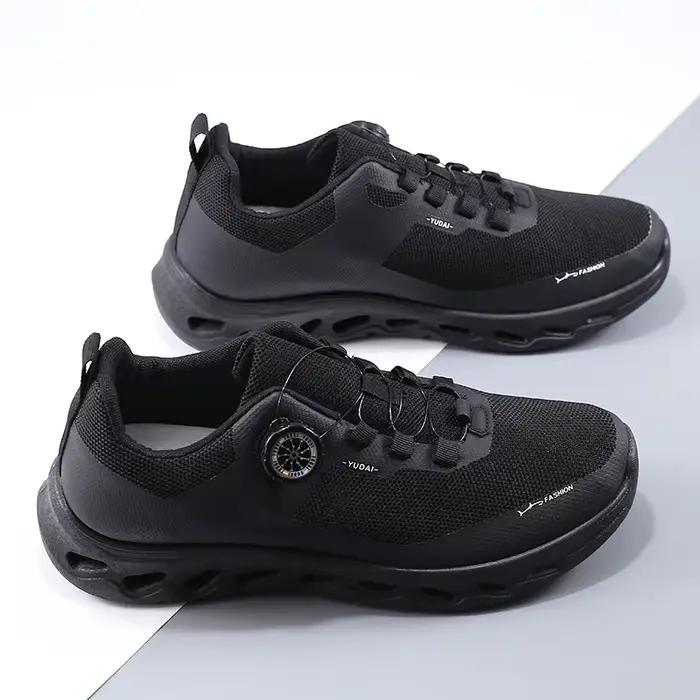 Chaussures de sport basses pour hommes, tendance, avec bouton rotatif sans lacets, légères et confortables, baskets décontractées