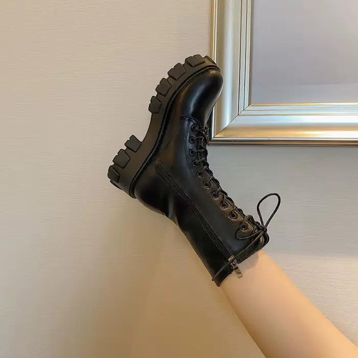 Bottes de motard à lacets mi-mollet pour femmes