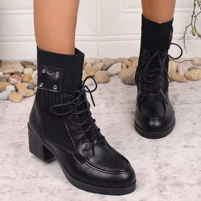 Bottines Vintage à talons épais pour femmes