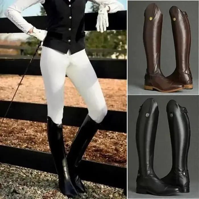 Bottes d'équitation hautes 2026 en cuir pour cavalier, bottes longues équestres à tige large, style médiéval, pour 99CXL