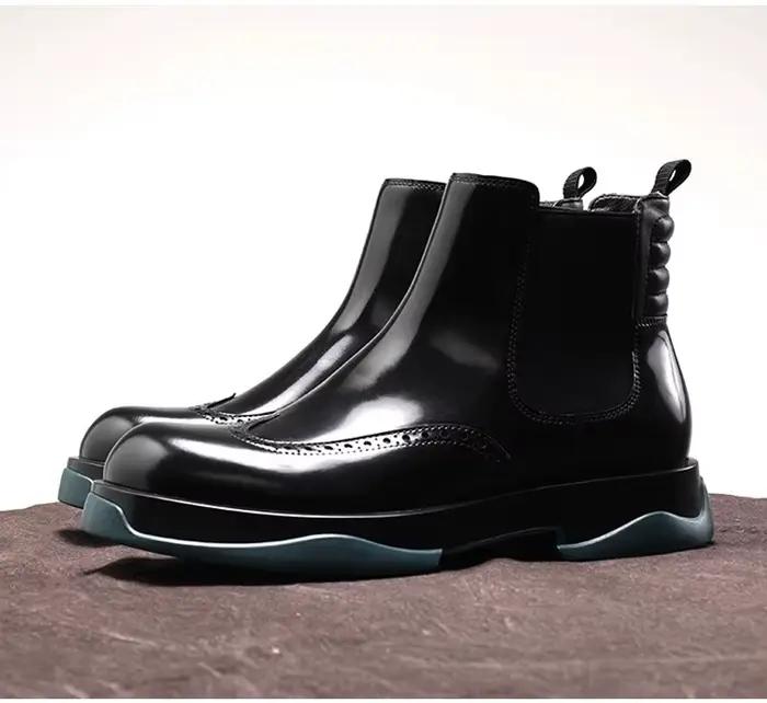 Bottes Chelsea en cuir véritable pour hommes