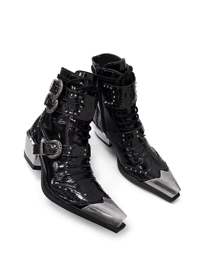 Bottines gothiques punk à bout pointu pour femmes