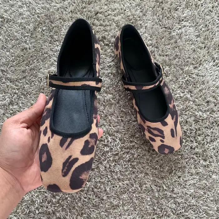 Chaussures décontractées femme imprimé léopard 2026 – Ballerines plates Mary Jane à enfiler pour l'été