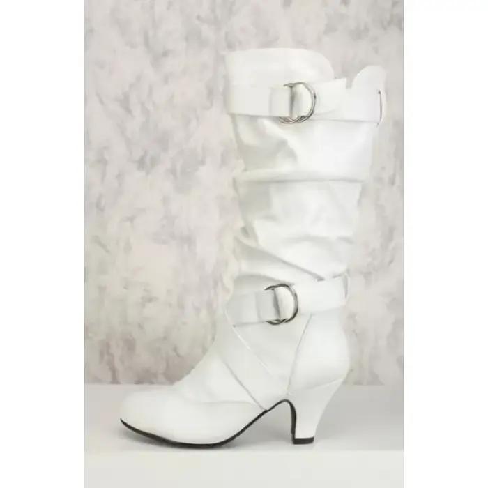 Bottes Sexy pour femmes mi-mollet nouvelle mode botte décontractée 3CM talon carré décoration en métal boucle de