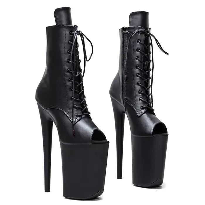 Leecabe – bottes sexy à bout ouvert en PU mat