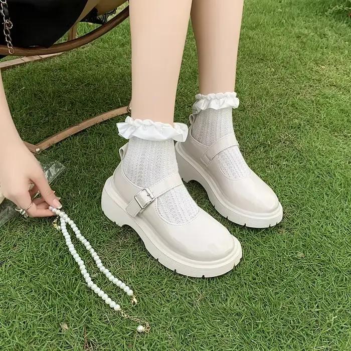 Chaussures de luxe en cuir Mary Jane pour femmes, chaussures de marche confortables et élégantes, plates et noires, mode printemps/automne