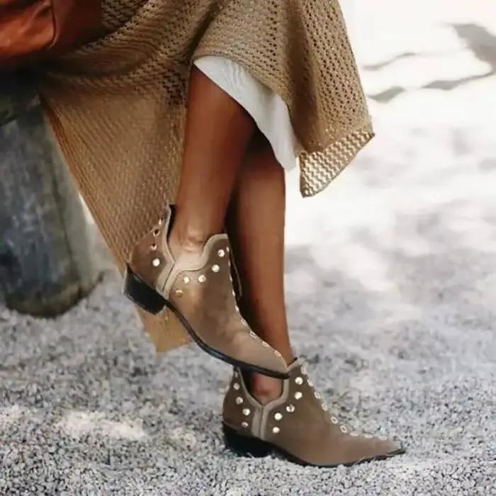 Bottines rétro à rivets pour femmes, bottes courtes personnalisées, chaussures taille 34 à 43