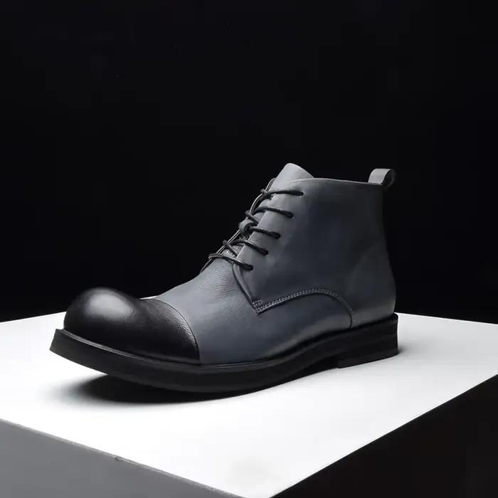 Bottines en cuir véritable pour hommes, bottes de neige chaudes à enfiler en fourrure naturelle pour l'hiver