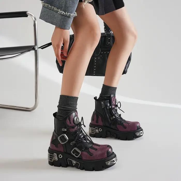 Bottines Punk à plateforme pour femmes