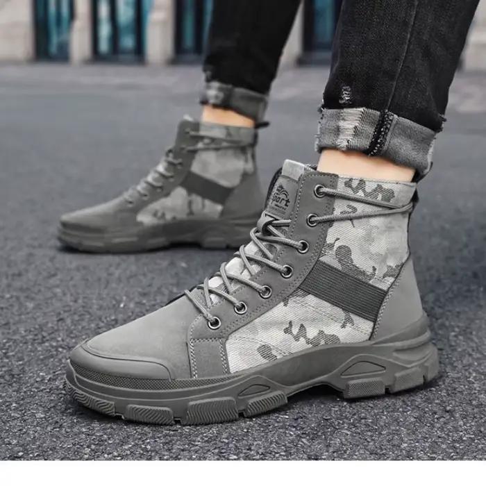 Hommes automne Camouflage bottes hautes botte de travail en plein air marques de luxe espadrilles décontractées Style britannique chaussures à semelle épaisse botte du désert
