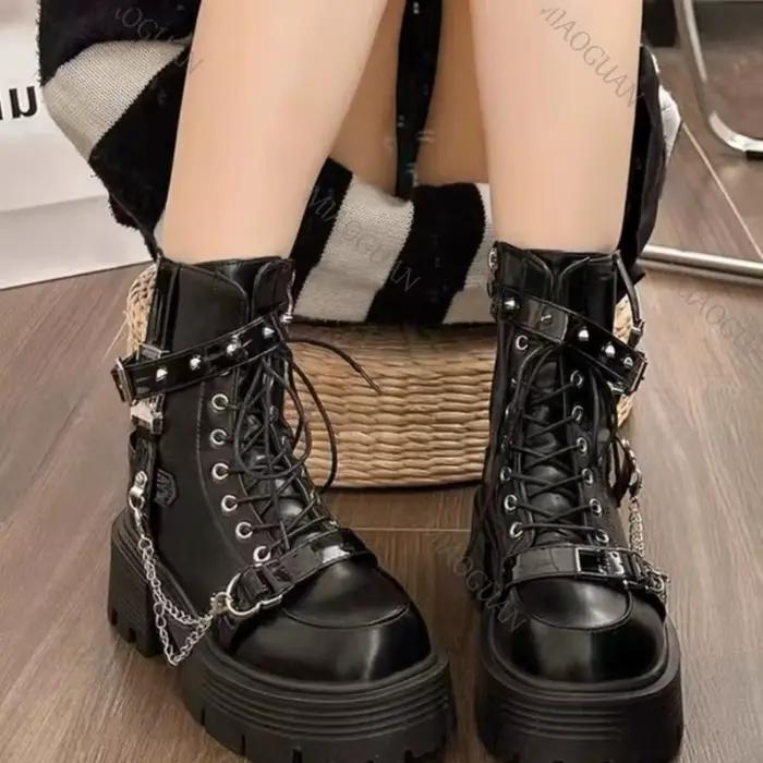 Bottines Punk à fond épais pour femmes