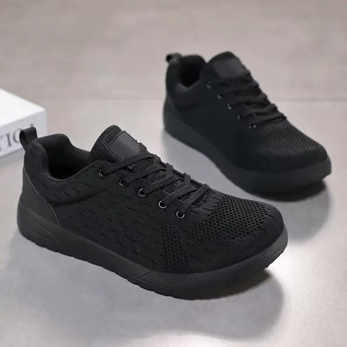 Chaussures de marche à bout large pour hommes et femmes, grande taille 36-46, chaussures de sport en tricot respirantes pour hommes, baskets antidérapantes unisexes pour l'extérieur