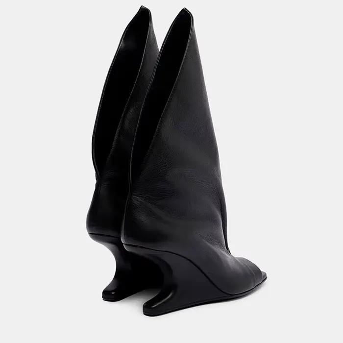 Bottines élégantes pour femmes, bout pointu, talon original, style de rue, mi-mollet, printemps/automne, bottes modernes, microfibre, caoutchouc, talon très haut, mi-saison, occasion spéciale