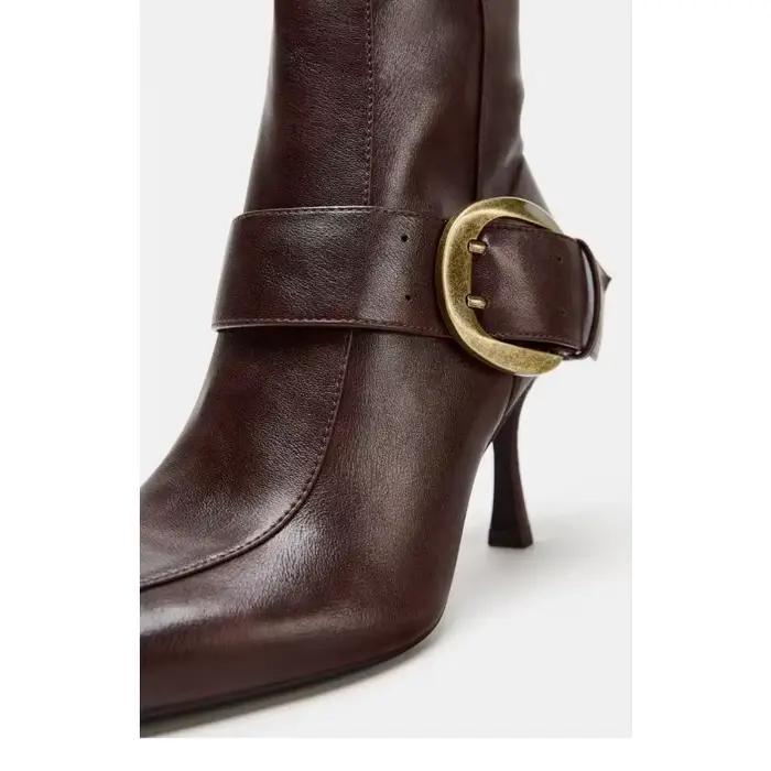 Bottes hautes en cuir souple sexy pour femme