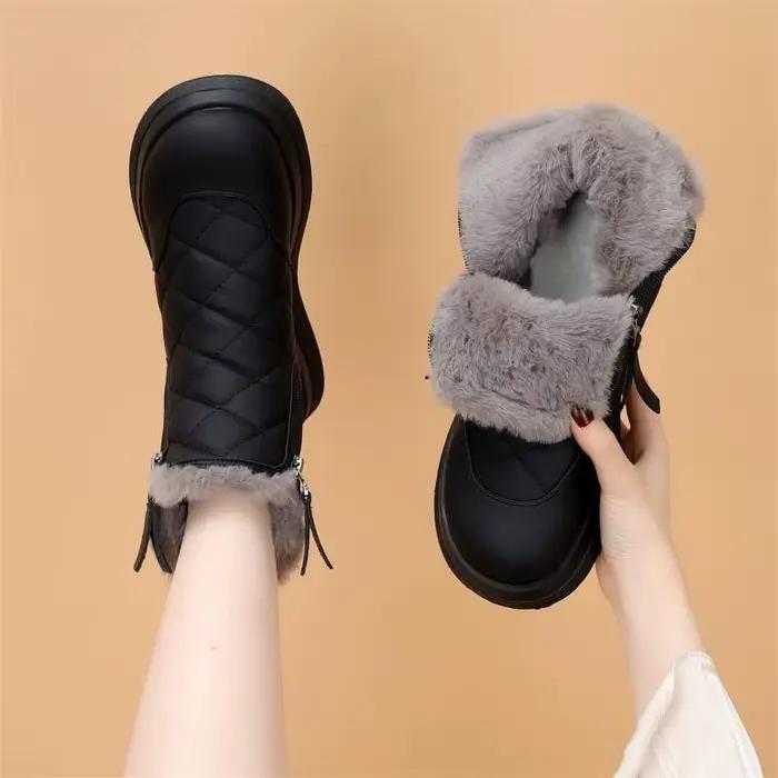 Bottines de neige plates noires pour femmes, bottes de neige de style coréen, confortables et sans glissement, idéales pour le cosplay et les occasions hivernales