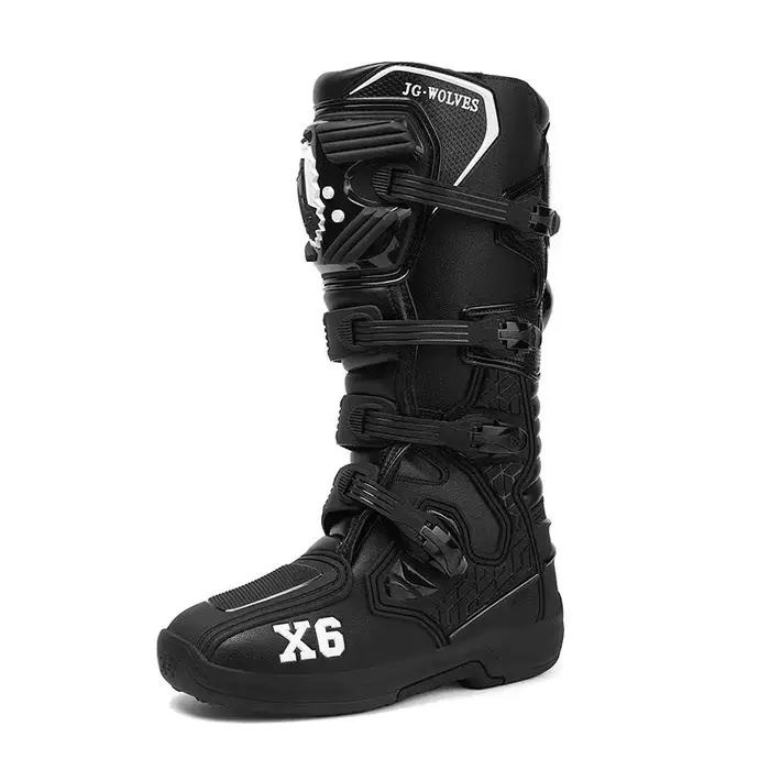 Bottes de Moto NYQD Cuir Robuste Protection Mi-Mollet Pour Hommes Femmes Sécurité Course Rallye Occasions Spéciales