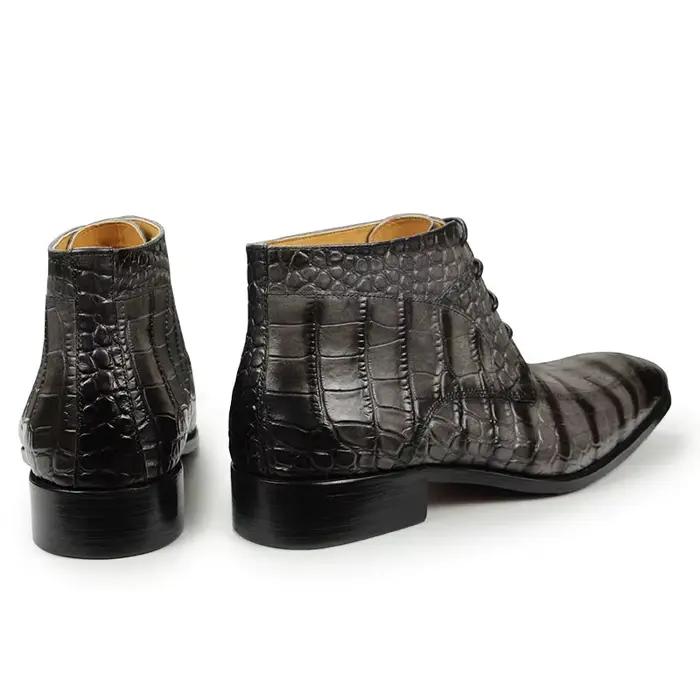Bottes de luxe en cuir véritable pour hommes