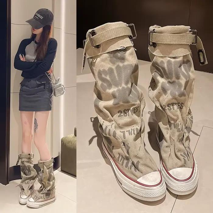 Nouvelles bottes pour femmes 2025 printemps et automne rétro