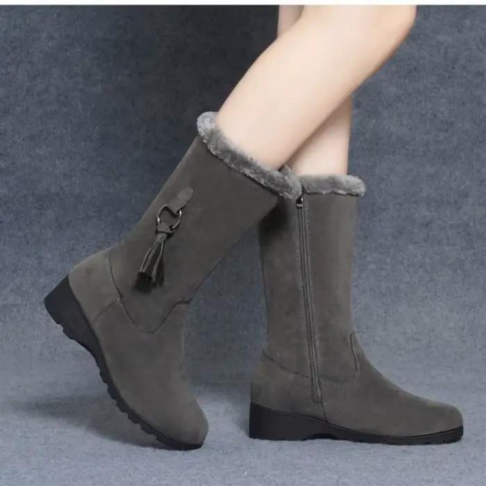 Bottes romaines en faux daim mi-mollet résistantes et confortables pour femmes printemps automne ocassions diverses