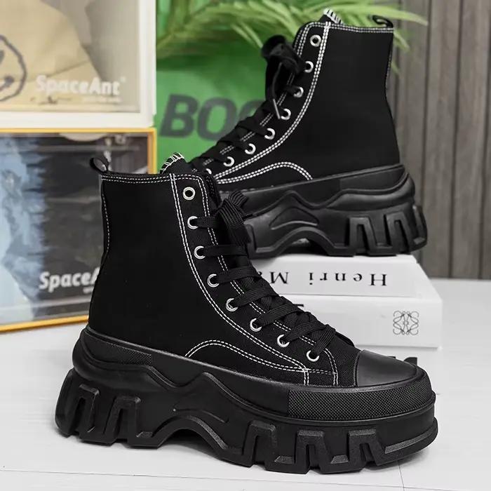 Bottes décontractées à fond épais pour hommes, Style Punk, adaptées à l'extérieur, Design Simple et polyvalent sur quatre saisons