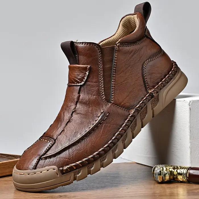 Hommes bottes chaussures décontractées faites à la main en cuir véritable bottines confortables chaussures d'hiver baskets hautes chaussures de luxe hommes chaussures
