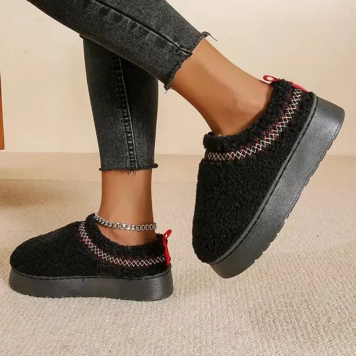 Nouveau chaud fourrure bottines femmes chaussures plates plate-forme pantoufles en peluche tongs hiver coton chaussures pour femmes marque Design neige Botas