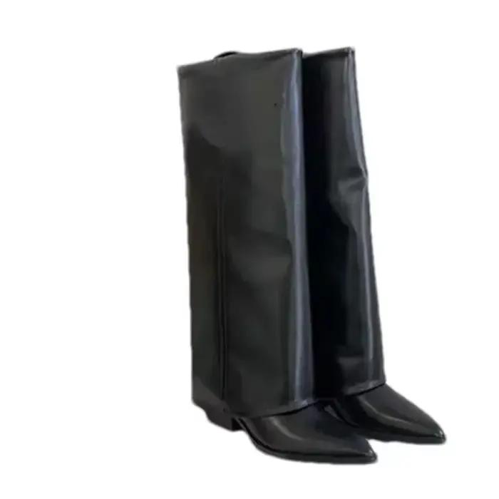 Bottes hautes en cuir épais pour femmes