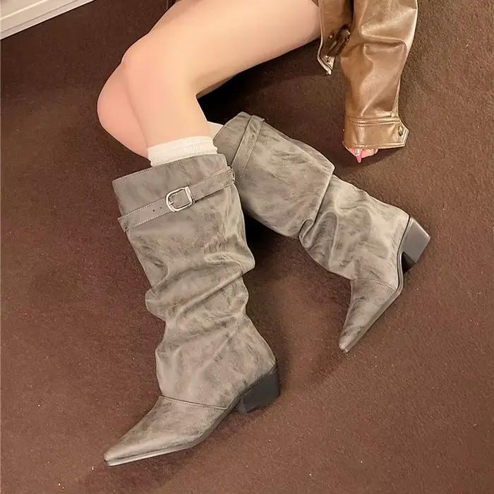 Bottes de boxe de Ballet à semelles épaisses pour femmes, bottes de chasse de canard améliorées avec boucle de ceinture, bottes courtes Design