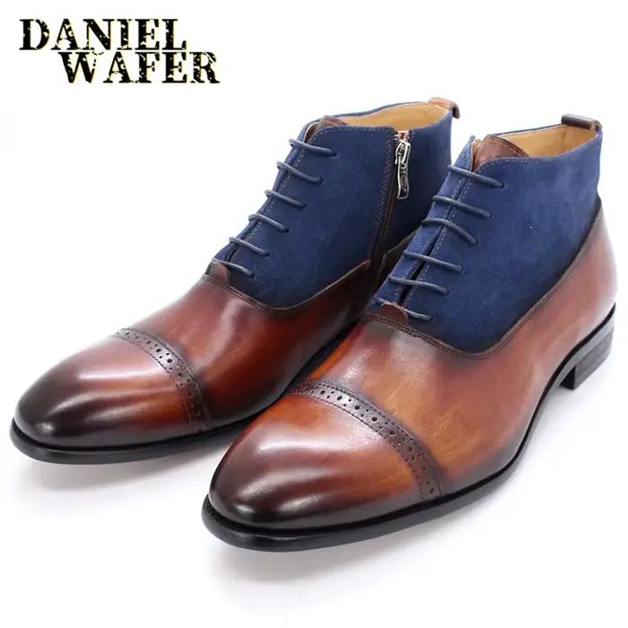 Bottes de rinçage pointues en daim pour hommes