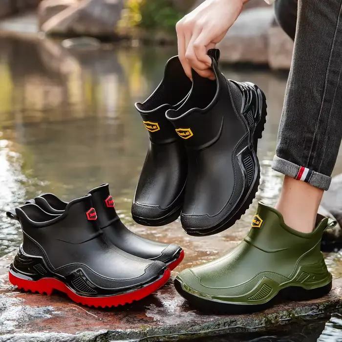 Bottes de pluie imperméables à cheville pour hommes, résistantes à l'usure, antidérapantes, pour jardinage, cuisine et pêche