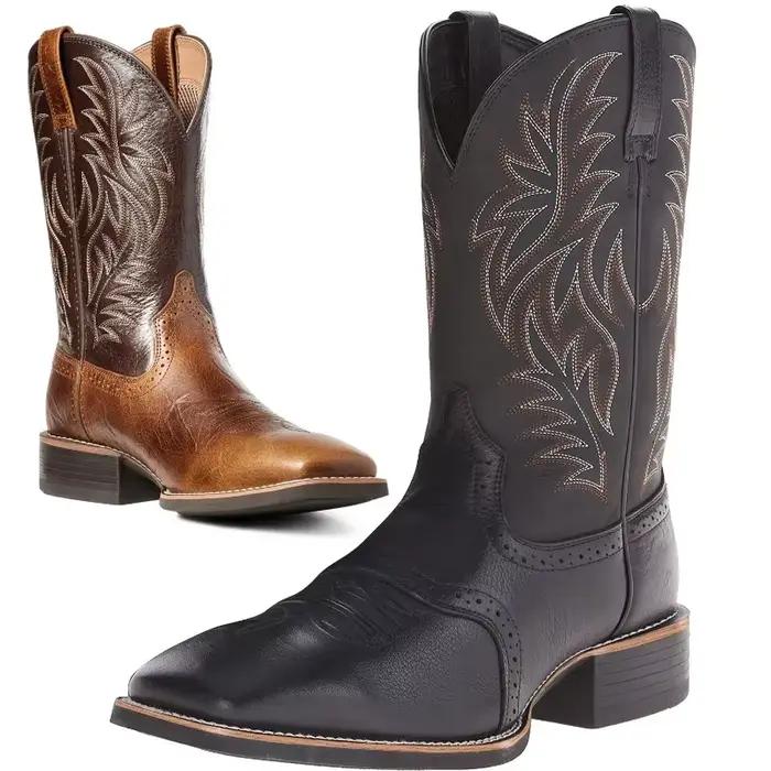 Hommes bottes hautes broderie rétro