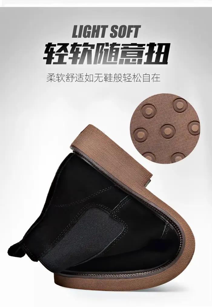 Bottes Chelsea en cuir pour hommes, bottes de neige en daim britannique, en peluche de vache, automne et hiver