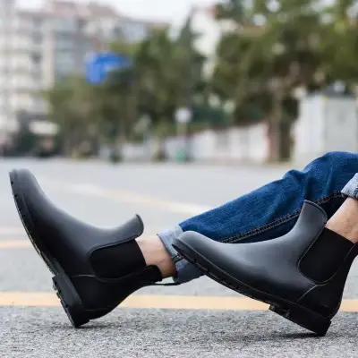 Stephanboots-Bottes de pluie basses et chaudes pour homme, chaussures d'eau imperméables pour la pêche
