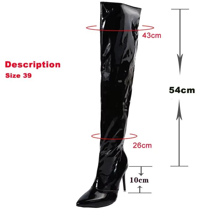 Talons bottes longues femmes automne hiver sur le genou exy argent miroir cuissardes T Show bout pointu décontracté Club chaussures de fête