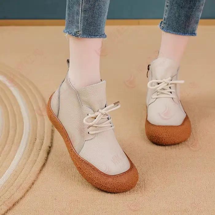 Bottes en cuir véritable pour femmes