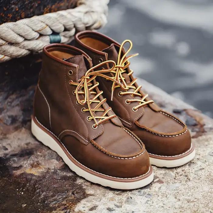 Maden Vintage 875 bottines véritable Crazy Horse cuir bout rond Durable haut à lacets bottes pour l'hiver automne chaussures de travail